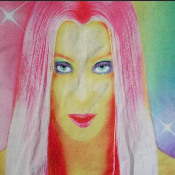 Pop funky retro style Cher pink tiedye casual tshirt - Picture 3 of 4